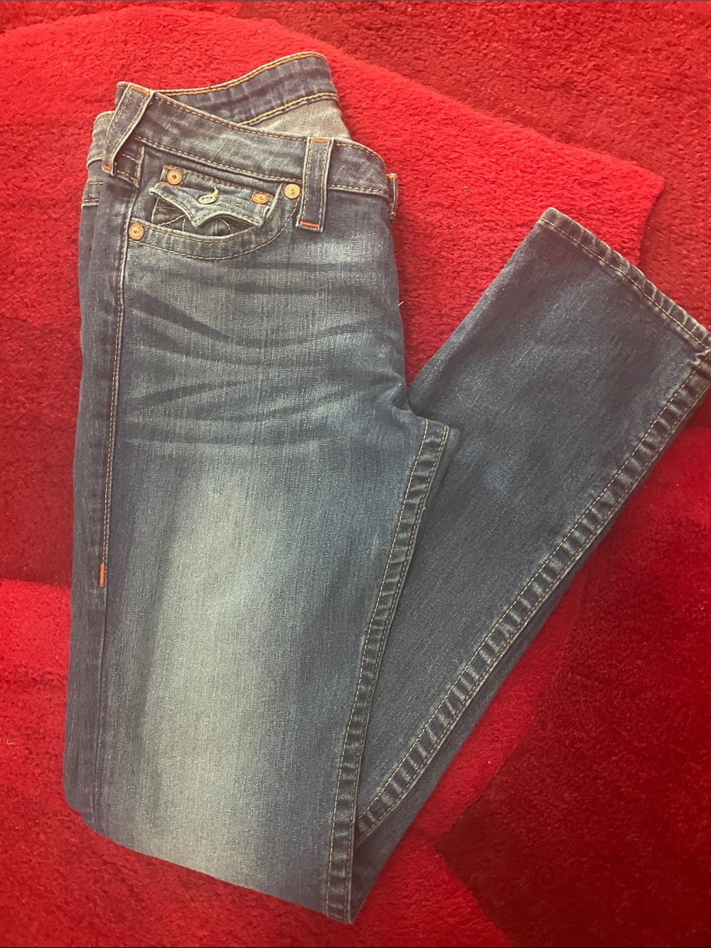 True Religion Women's Straight-Leg Mid Blue Jeans - Picture 5 of 6